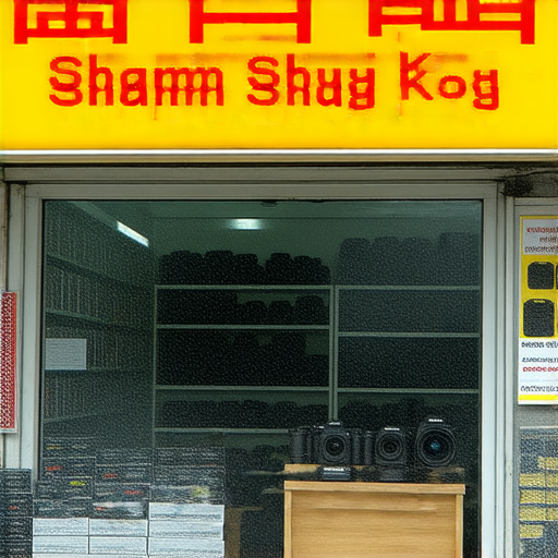 專業相機維修服務的店面在深水埗與旺角的外觀，展示各種相機配件和維修工具，吸引攝影愛好者，提供高品質的維修選擇，確保設備長期運作。