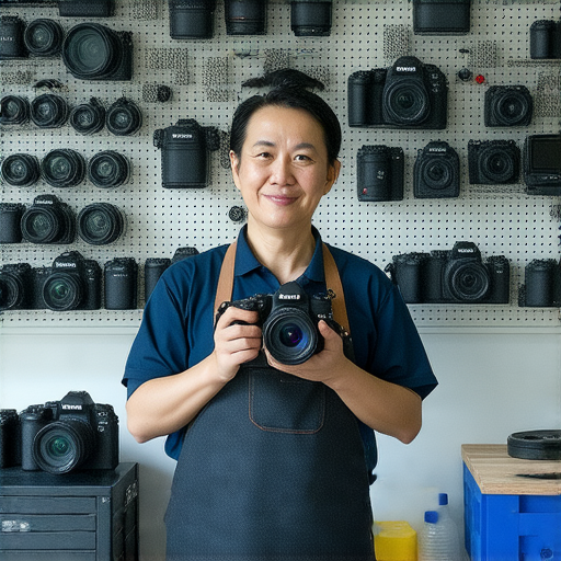 深水埗至旺角的專業相機維修服務場景，技師專心修復相機，工具齊全，展示維修過程，幫助用戶快速修復愛機，提升相機使用體驗。
