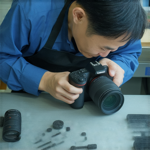 深水埗旺角相機維修專家的專業人員正在檢修數碼相機，專注的表情顯示他對技術的熱情，讓你的數碼相機焕然一新，體驗高品質維修服務。