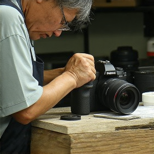 專業相機維修服務於深水埗和旺角地區的高品質修理技術，包含相機維護課程資訊，專業技師在工作坊內進行維修演示。