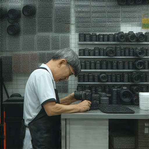 深水埗與旺角專業相機維修店內景，技術人員專注維修相機，展示獨家技巧及工具，吸引攝影愛好者探索高品質服務，提供完善的相機維修方案。