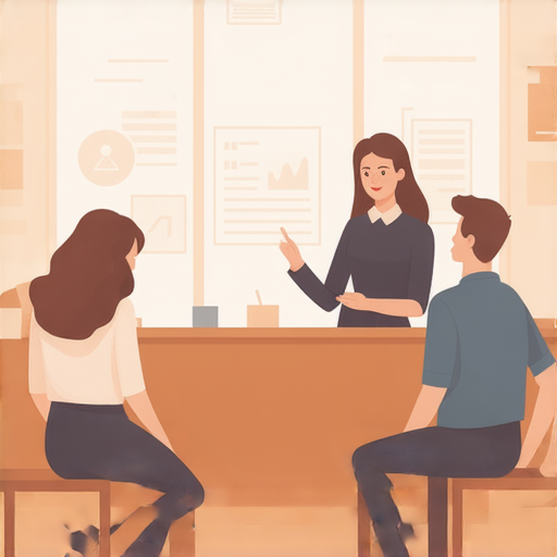 提升職場競爭力的商業英語課程學習技巧，學生在舒適環境中專注於聆聽與會話練習，展示英語書寫與口語交流的實用場景，強調課程對商務英語能力的提升。