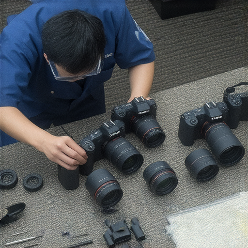 維修相機的專業技術人員在深水埗和旺角進行維修服務，展示不同型號數碼相機的維修過程，讓相機焕然一新，吸引攝影愛好者了解最佳維修選擇。