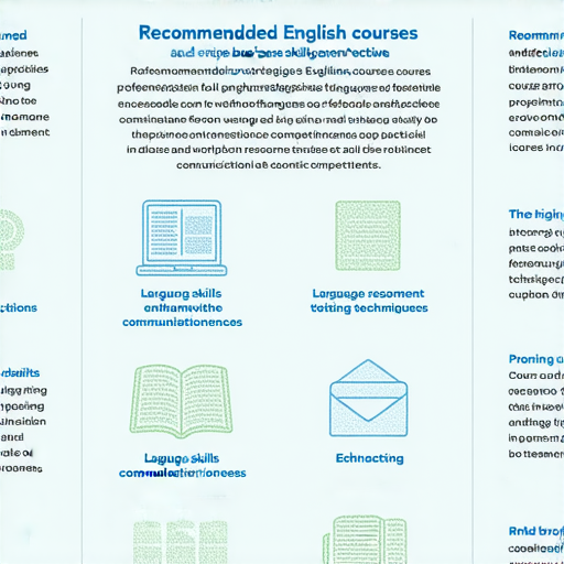 提升職場競爭力的商業英語課程推薦與學習策略示意圖，展示多種學習資源和活動，強調語言能力、溝通技巧和實踐應用，幫助職場人士增強競爭力的有效方法。