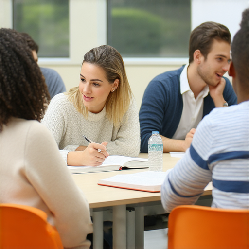 提升商業英語能力的課程推薦圖，展示多位學員在專業教室中學習商務英語，教材和互動環境清晰可見，適合想提升商業英語的職場人士。