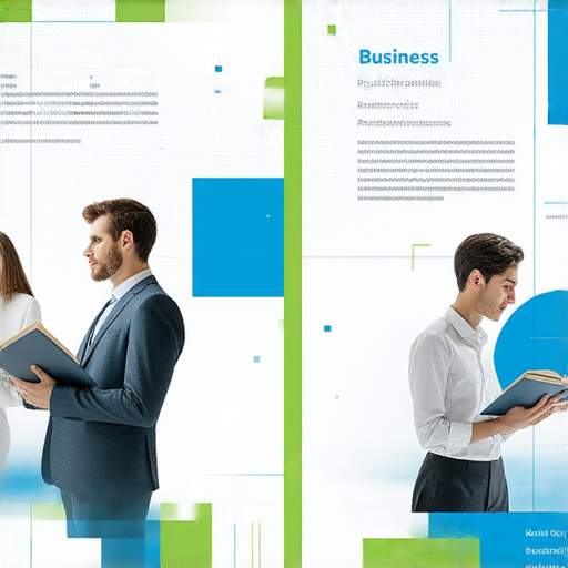 提升專業能力的商業英語與商務英語課程推介，展示了學員學習場景及專業教材，強調實用技巧與溝通能力的提升，適合各行各業的專業人士參加。