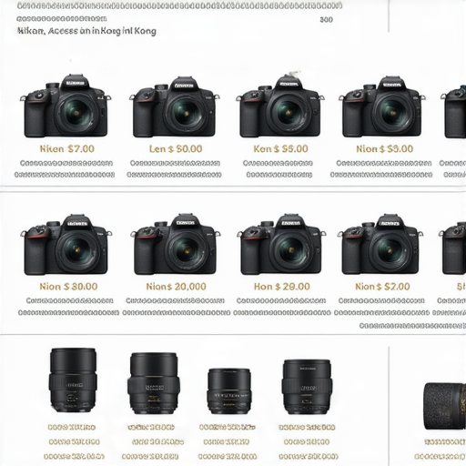 香港Nikon相機價錢及配件攻略圖片，包括各型號相機、鏡頭選擇及電池購買推薦，展示不同價位及功能，幫助攝影愛好者選擇合適產品。