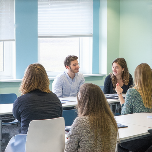 提升職場競爭力的商業英語和商務英語課程推薦，展示學習環境，學員專注學習，老師引導互動，強調溝通技巧和專業英文，助力職場發展。