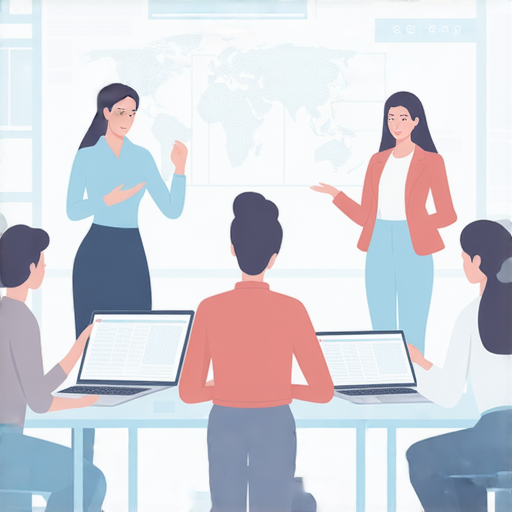 提升商業英語水平的全面商務英語課程推薦，展示學員進行互動學習的場景，課程包含口語、寫作和聽力訓練，幫助專業人士在商務環境中自信溝通。