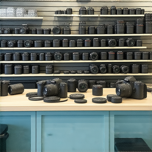 深水埗相機維修店專業技術展示，專家正在進行相機維修，旁邊擺放各類相機配件，顧客參加維修課程體驗，深化技術學習。