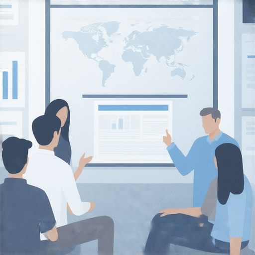 提升職場競爭力的商業英語與商務英語課程介紹，圖中展示課堂互動情境，學員專注學習英語技巧，背景為現代辦公室環境，強調適應職場需求的專業發展。