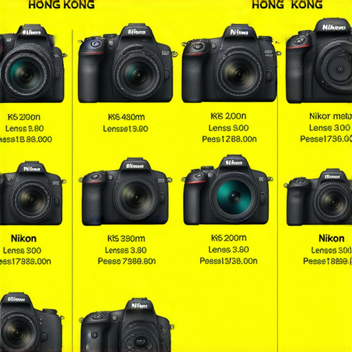 香港Nikon相機與鏡頭價格比較圖，展示多款專業相機和優惠服務，吸引攝影愛好者探索最新優惠和產品選擇，提升購物體驗。