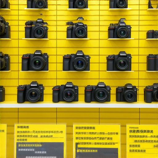 香港Nikon相機展示，價格標籤清晰可見，附有水貨購買建議，強調專業服務及隱藏優惠，吸引攝影愛好者了解最新資訊。