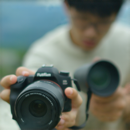 Fujifilm相機展示，攝影師專注於即影即有的攝影技術，背後是美麗的風景和專業設備，彰顯探索攝影魅力的場景，提升拍攝技巧的秘訣。