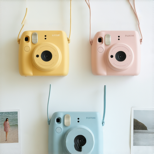 Fujifilm即影即有相機展示，五款推薦入門型號，適合攝影新手使用，捕捉生活瞬間，外觀設計優雅，色彩鮮豔，展現Fujifilm品牌魅力。