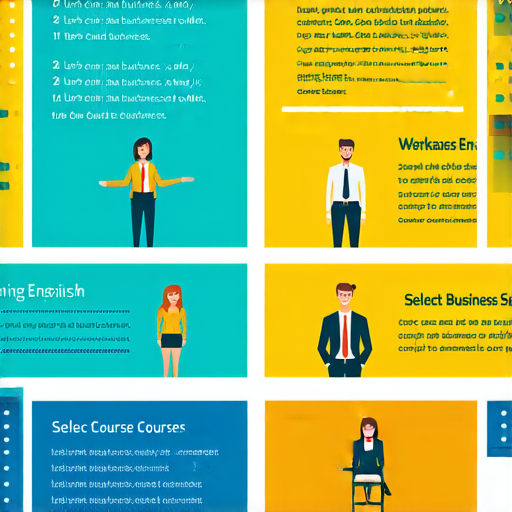 提升職場競爭力的商業英語課程選擇指南，展示不同課程內容，布局清晰，包含學習目標及實用技巧，幫助學員在職場中掌握商務英語，增強語言能力與自信心。
