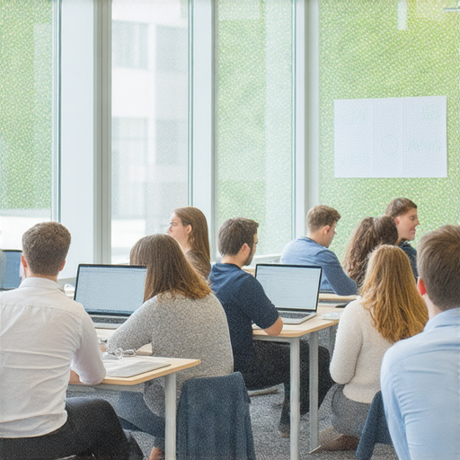 提升職場競爭力的商業英語與商務英語課程圖片，展示學生在課堂上學習、交流及實踐商業英語技能，增進職場表現與專業溝通能力。