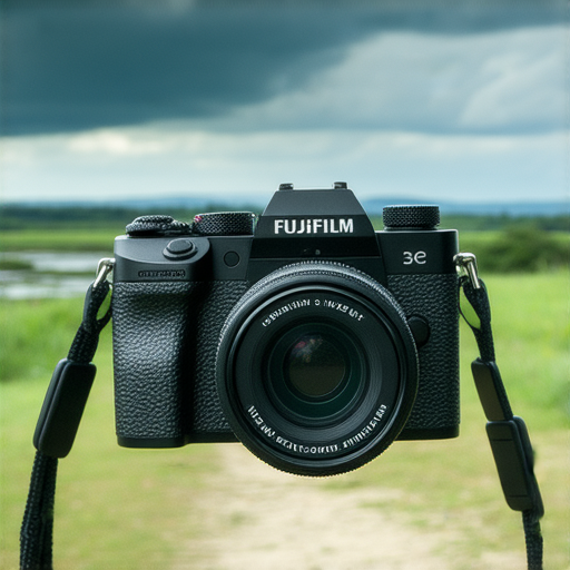 探索Fujifilm相機的魅力，攝影愛好者手持相機，背景為美麗的自然風景，展示即影即有的攝影效果，啟動攝影之旅的完美選擇。