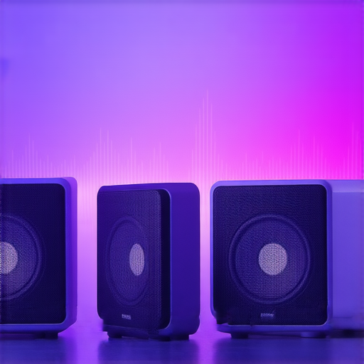 選擇合適的音響箱，音樂帶來無限享受與震撼體驗，顯示多款音響箱並搭配音樂場景，強調音質與設計，營造沉浸式的聽覺環境。