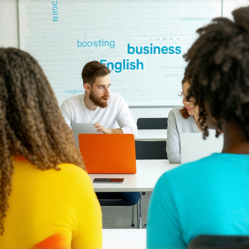 提升職場競爭力的商業英語課程與商務英語課程解析的圖片，展示學習者在課堂上互動，強調商業英語的重要性及其對職場發展的幫助，能有效提升職場競爭力。