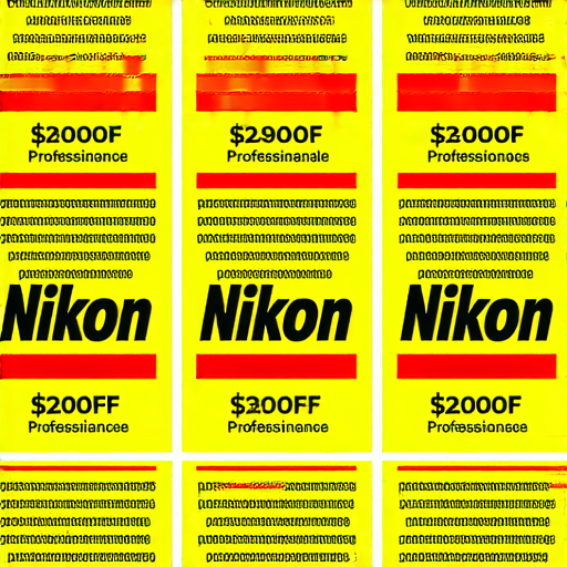 香港Nikon相機與鏡頭的價格標籤，展示超值優惠，並強調專業保養服務的訊息，吸引攝影愛好者前來了解更多資訊。