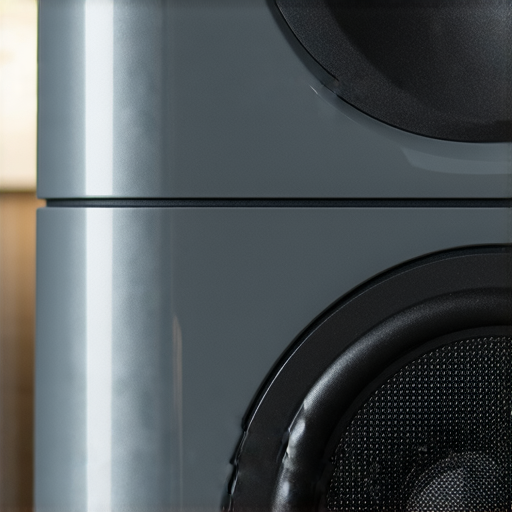 音響箱展示圖片，強調提升音質的秘密，專業服務內容。音響設備近拍，清晰呈現設計細節與品質，邀請探索音響提升的專業方案。