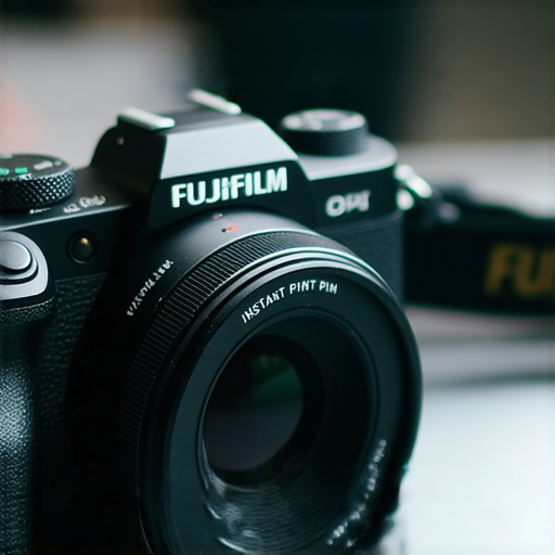 Fujifilm相機特寫，展示其獨特設計和功能，適合入門及專業攝影。圖片中有專業服務介紹，突出即影即有的拍攝效果和用戶體驗。