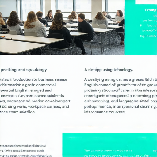 提升職場競爭力的商業英語與商務英語課程介紹，展示學員在課堂上的互動學習過程，強調語言技能對事業發展的重要性，助力職場表現與人際溝通。