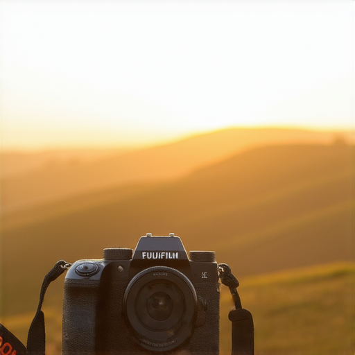 即影即有的Fujifilm相機展示在自然風景中，強調其卓越的攝影性能和便捷性，吸引新手攝影師開啟攝影之旅，體驗捕捉瞬間的魔力。