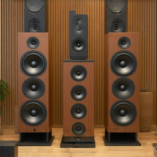 選擇合適音響箱提升家庭影音體驗的秘訣，展示不同類型音響箱的特色及擺放建議，背景中有家庭影院的佈局，營造沉浸式觀影氛圍，強調音質和聲音效果的重要性。