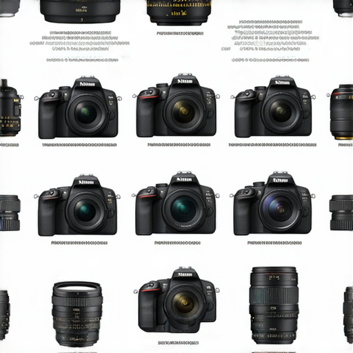 香港Nikon相機最佳價格揭秘，展示水貨與專業保養技巧的插圖，包含多款相機型號和配件，讓消費者了解到選購與保養的重要資訊，提升攝影體驗。
