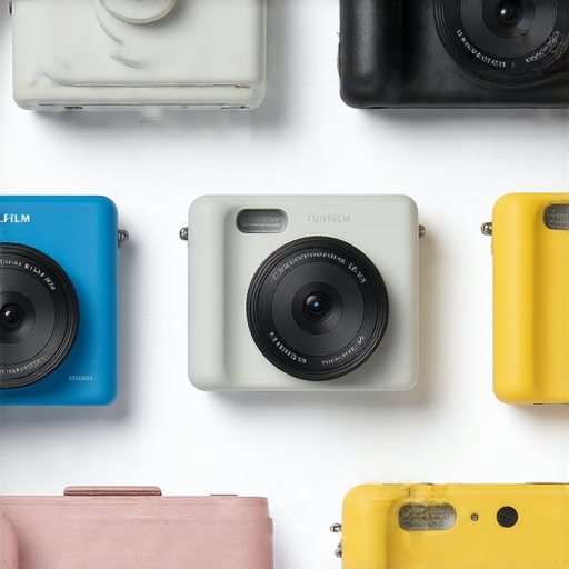 Fujifilm即影即有相機系列介紹圖片，展示多款入門型號及其主要特色，適合攝影愛好者探索拍攝樂趣，包含各種色彩與設計，強調其便攜性與創意功能。