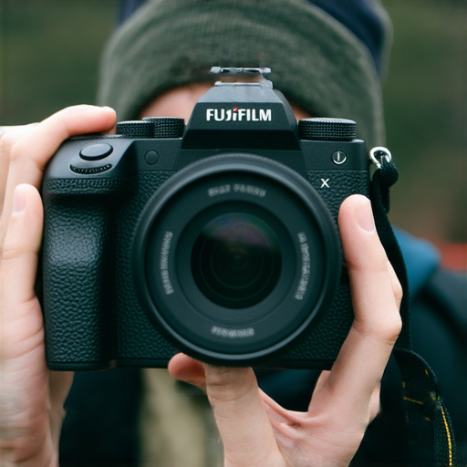 Fujifilm相機與攝影愛好者在戶外創作照片的場景，展示創意攝影的冒險，捕捉精彩瞬間，展示色彩鮮豔的風景和人物，激發無限靈感與想像。