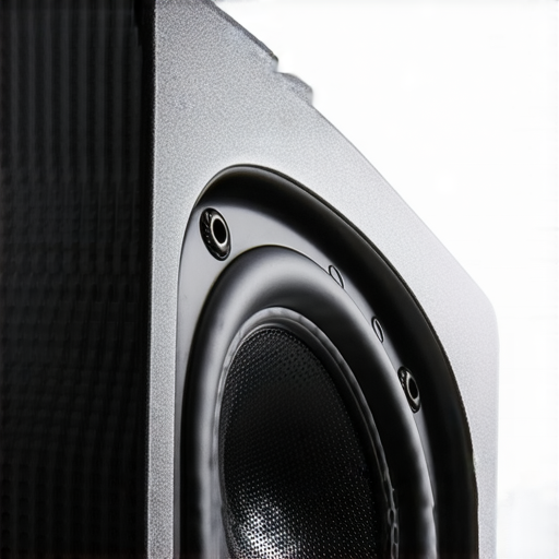 神秘特性音響箱的特寫，展示其獨特外觀與設計，圍繞著專業調音服務的標語，強調音質提升的效果，吸引潛在客戶探索更多音響選擇。