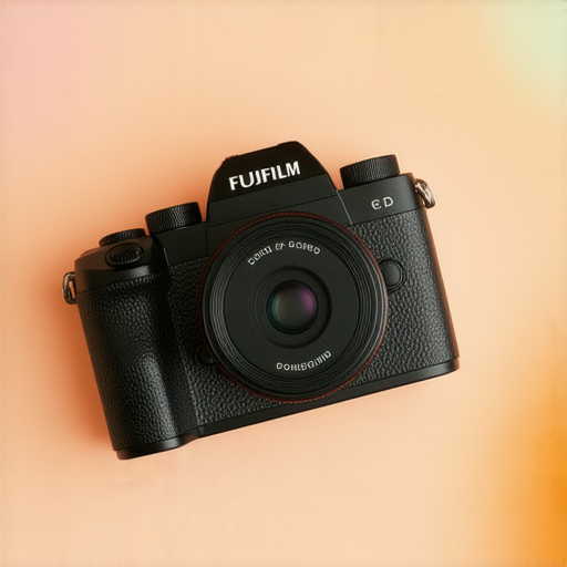 Fujifilm 相機展示，強調即影即有的魅力，攝影愛好者輕鬆入門的完美選擇，背景為攝影場景，突出相機外觀和其色彩表現，吸引觀眾體驗攝影之旅。