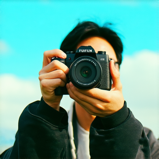 探索Fujifilm即影即有相機的魅力，攝影師正在戶外拍攝獨特瞬間，畫面中顯示多彩的風景和生動的人物，呈現專業攝影服務的精彩。