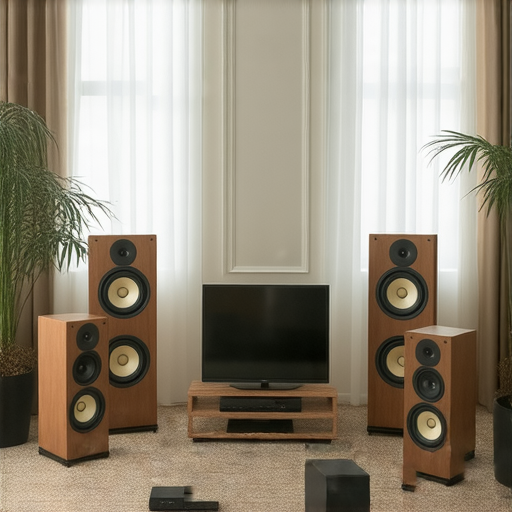 音響箱的選擇與擺放技巧，展示各種音響箱樣式與擺放示範，幫助提升音質經驗，強調合理距離與環境設置對音效的影響。