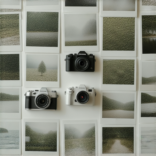 富士相機系列的即影即有產品展示，畫面中展現多款相機及其拍攝的瞬間美景，探索Instant Photography的魅力與創意，帶你進入全新的攝影世界。