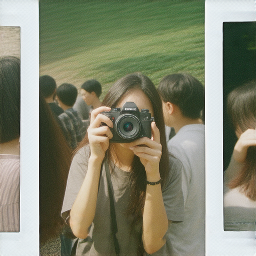 Fujifilm相機全系列即影即有即拍創作體驗的參與者正在戶外拍攝，展示相機的即時成像效果，捕捉生動瞬間以及創意發揮，帶來獨特攝影樂趣與互動。