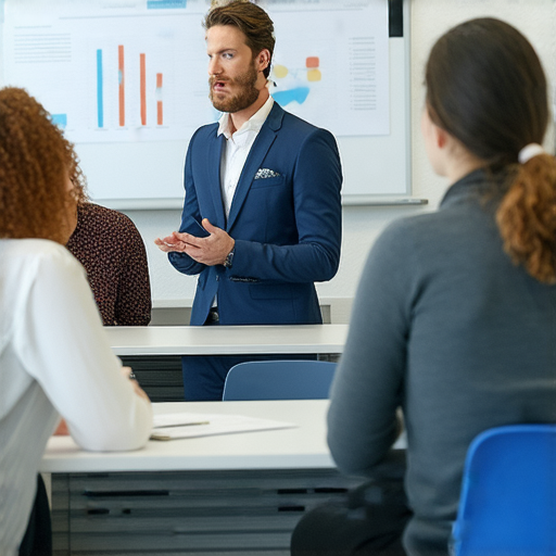 提升職場競爭力的商業英語課程與商務英語課程，課堂上學員聚精會神地學習，專注於實用英語技巧和職場應用，助力職涯發展和專業成長。