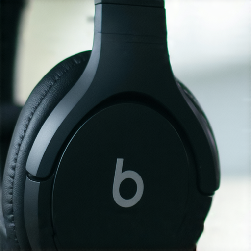 Beats耳機近拍，強調音質與設計，背景模糊以突出耳機特徵，搭配宣傳文案，展示音質極致之旅及專業服務的獨家優惠。