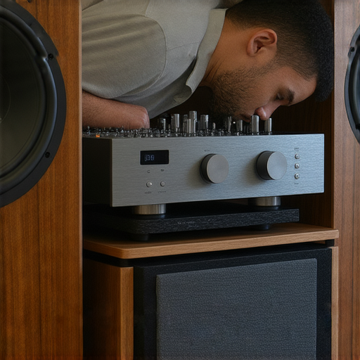 音響箱與音響系統的特寫，展示專業服務人員在調整設備，尋找最佳音質，揭示音響箱的秘密，激發音樂愛好者探索音響的潛力。