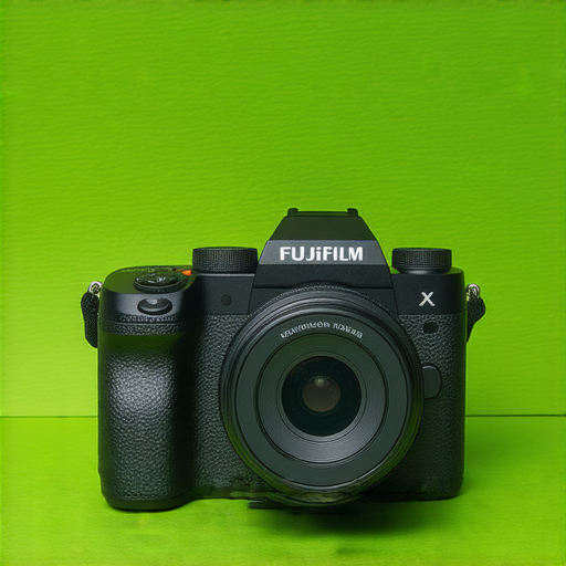 一台Fujifilm相機置於自然風景中，捕捉色彩豐富的瞬間，展現其優雅設計，搭配攝影器材，傳遞即影即有的魅力，邀請觀眾探索攝影之道。