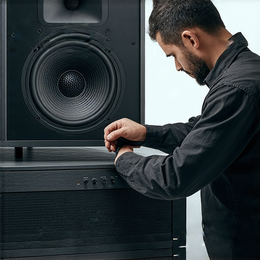 揭開音響箱的奧秘，顯示專業技術人員正在檢查音響設備，帶您探索音質新境界，體驗卓越音響服務的精髓。
