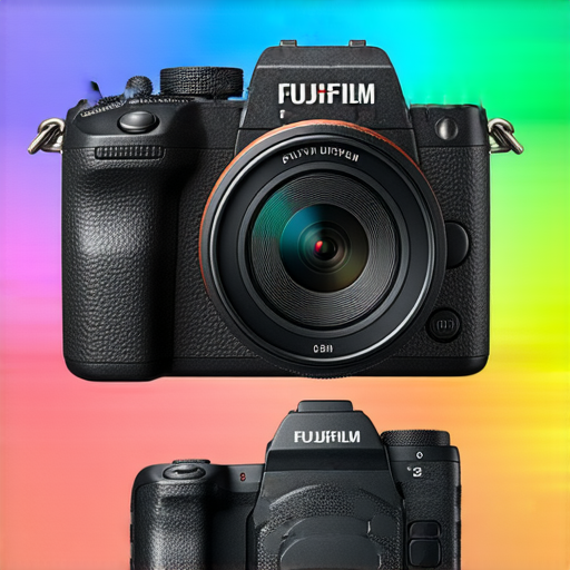 Fujifilm相機展示，展現各款專業攝影器材，吸引攝影愛好者探索最佳相機推薦，幫助實現攝影夢想的服務場景，色彩鮮明，清晰度高。