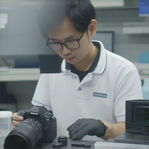 深水埗專業相機維修專家，數碼相機維修過程，技術人員細心檢查相機，工具與配件整齊擺放，讓相機拍攝重獲新生，專業服務展示。