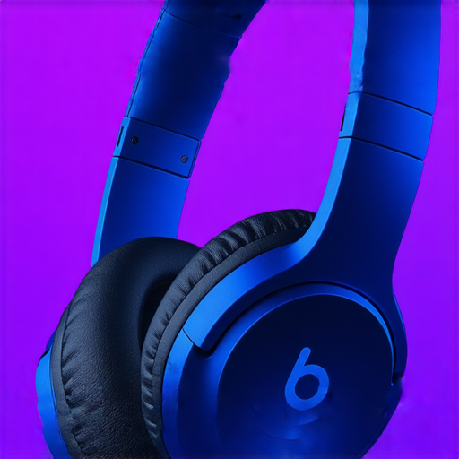 Beats耳機展示，強調其卓越音質與專業服務，背景為音樂場景，使用者臉上流露出享受音樂的表情，體驗音樂的魔力與未來科技的結合。