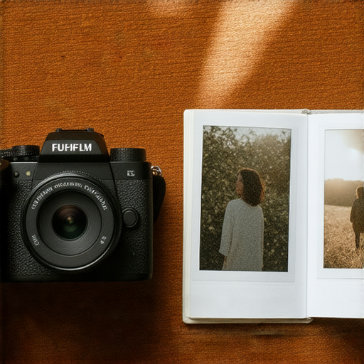 Fujifilm相機展示與即影即有相冊結合的完美場景，展現攝影創意和即時回憶，適合入門者探索攝影樂趣與記錄生活瞬間的理想選擇。