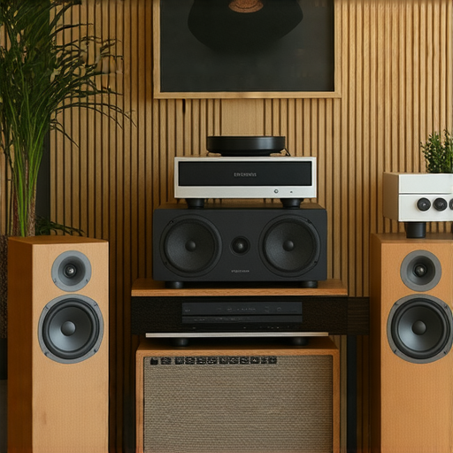 選擇適合的音響箱提升你的音樂聆聽體驗，展示不同型號的音響箱與音樂設備，背景中有舒適的居家環境，強調音質與設計的結合，讓音樂愛好者能夠享受更佳的音樂效果。