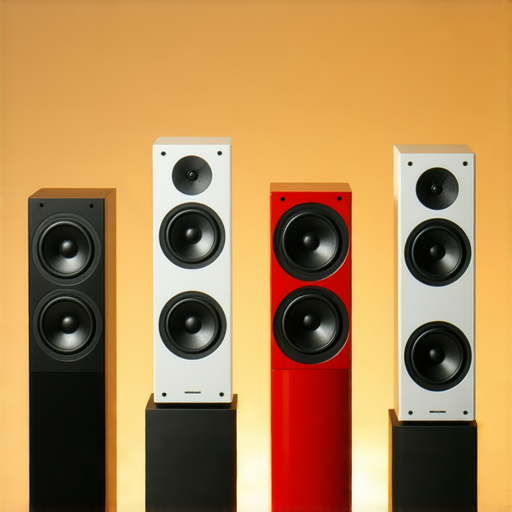 音響箱選購指南的插圖，展示不同款式與顏色的音響箱，強調其在提升聽覺享受和居家氛圍方面的重要性，適合音樂愛好者及家居裝潢。